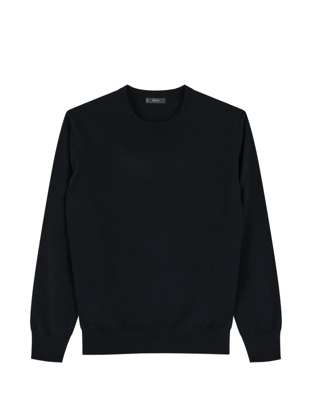 Boggi Milano crew neck in extrafine merino wool sweater | Black | Image 1