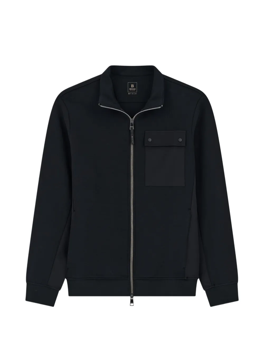 Boggi Milano full-zip sweatshirt in cotton blend Scuba B Tech - Schwarz