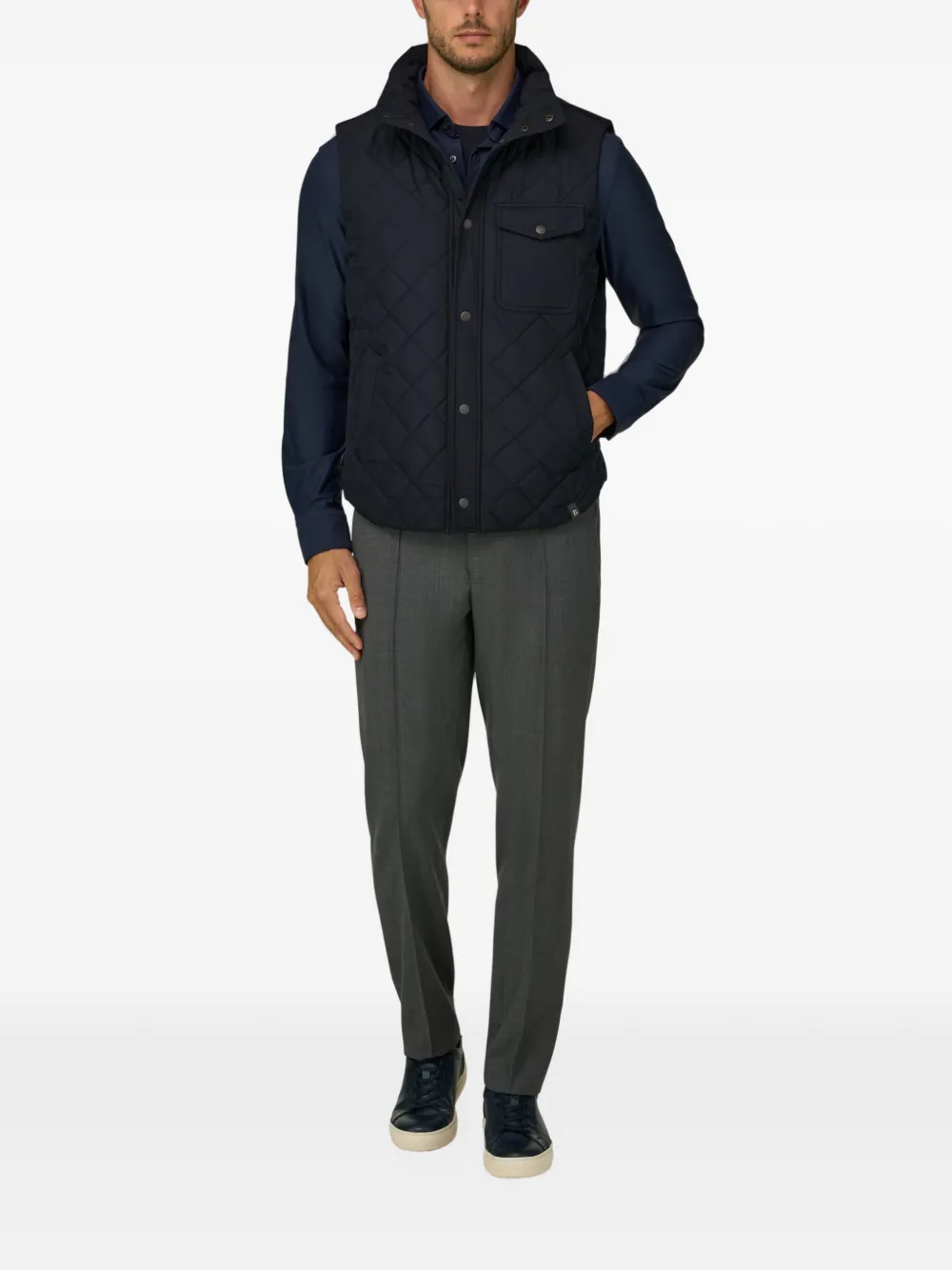 Boggi Milano Gewatteerde bodywarmer van technische stof Blauw