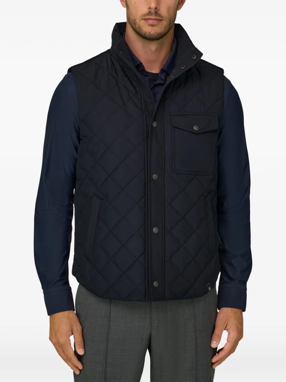 Boggi Milano Gewatteerde bodywarmer van technische stof Blauw