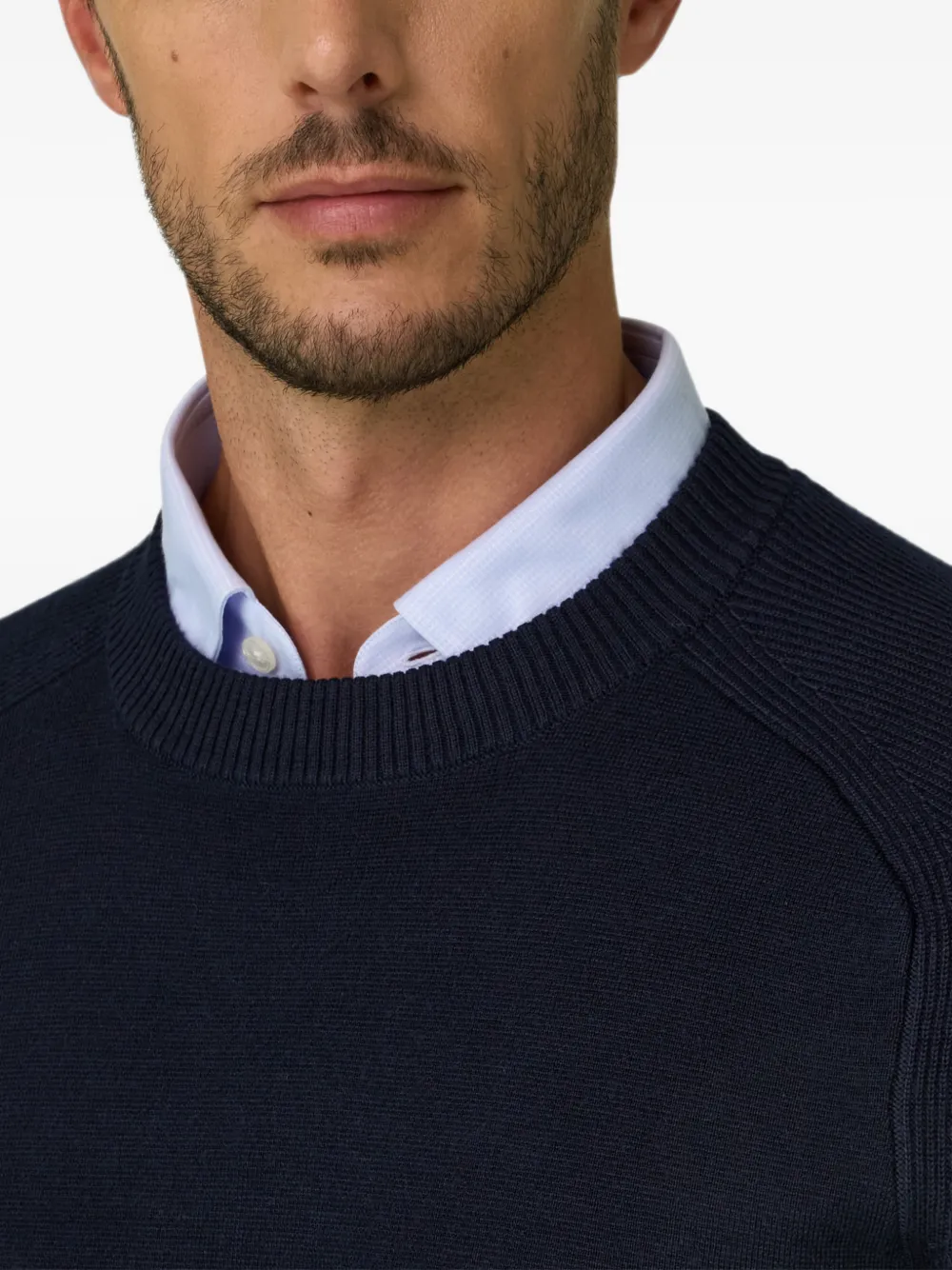 Boggi Milano Trui van merinowolblend met ronde hals Blauw