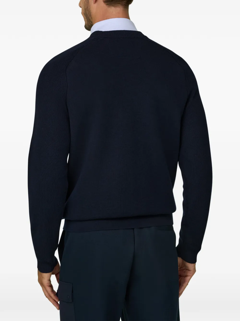 Boggi Milano Trui van merinowolblend met ronde hals Blauw