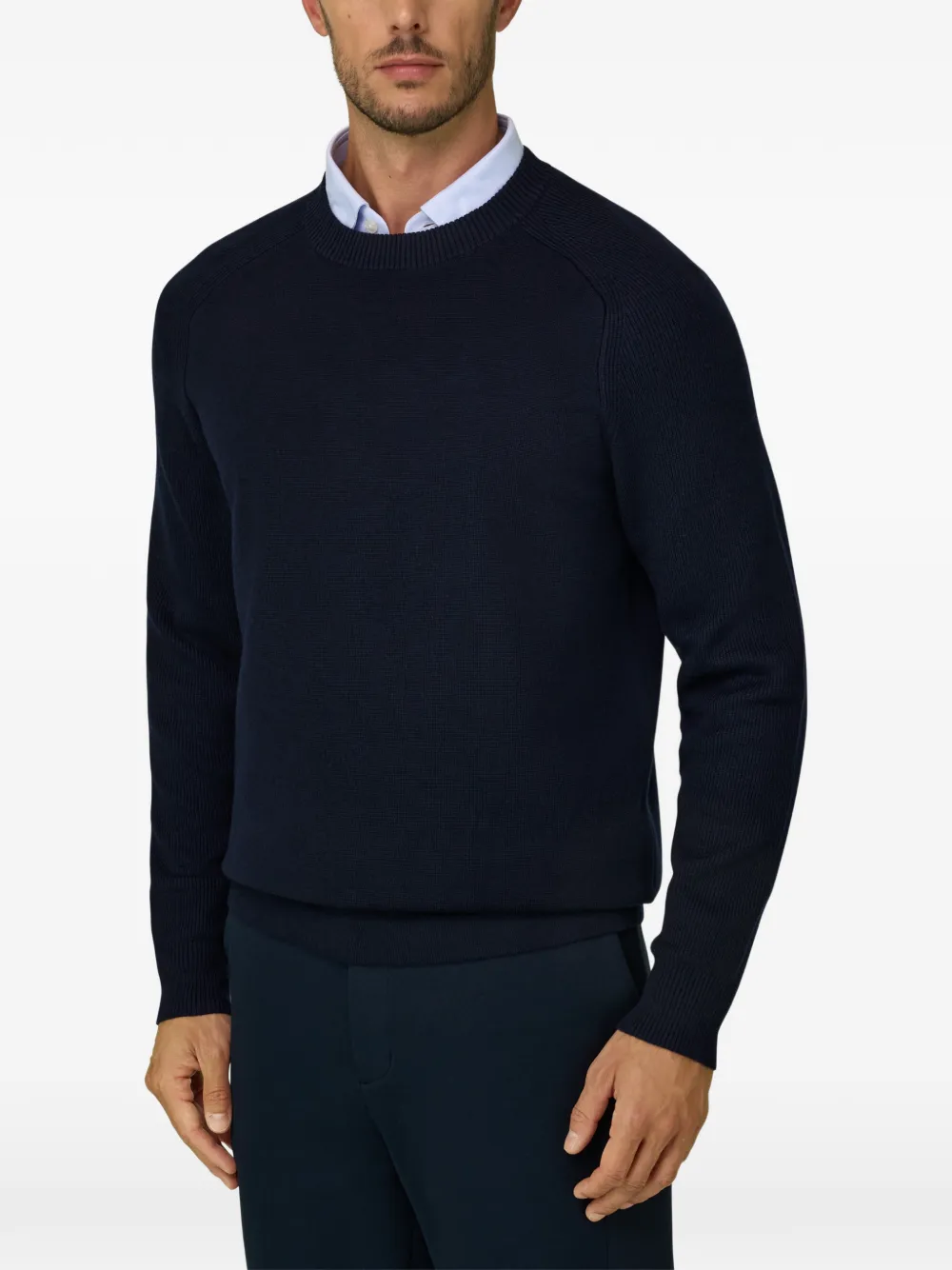 Boggi Milano Trui van merinowolblend met ronde hals Blauw