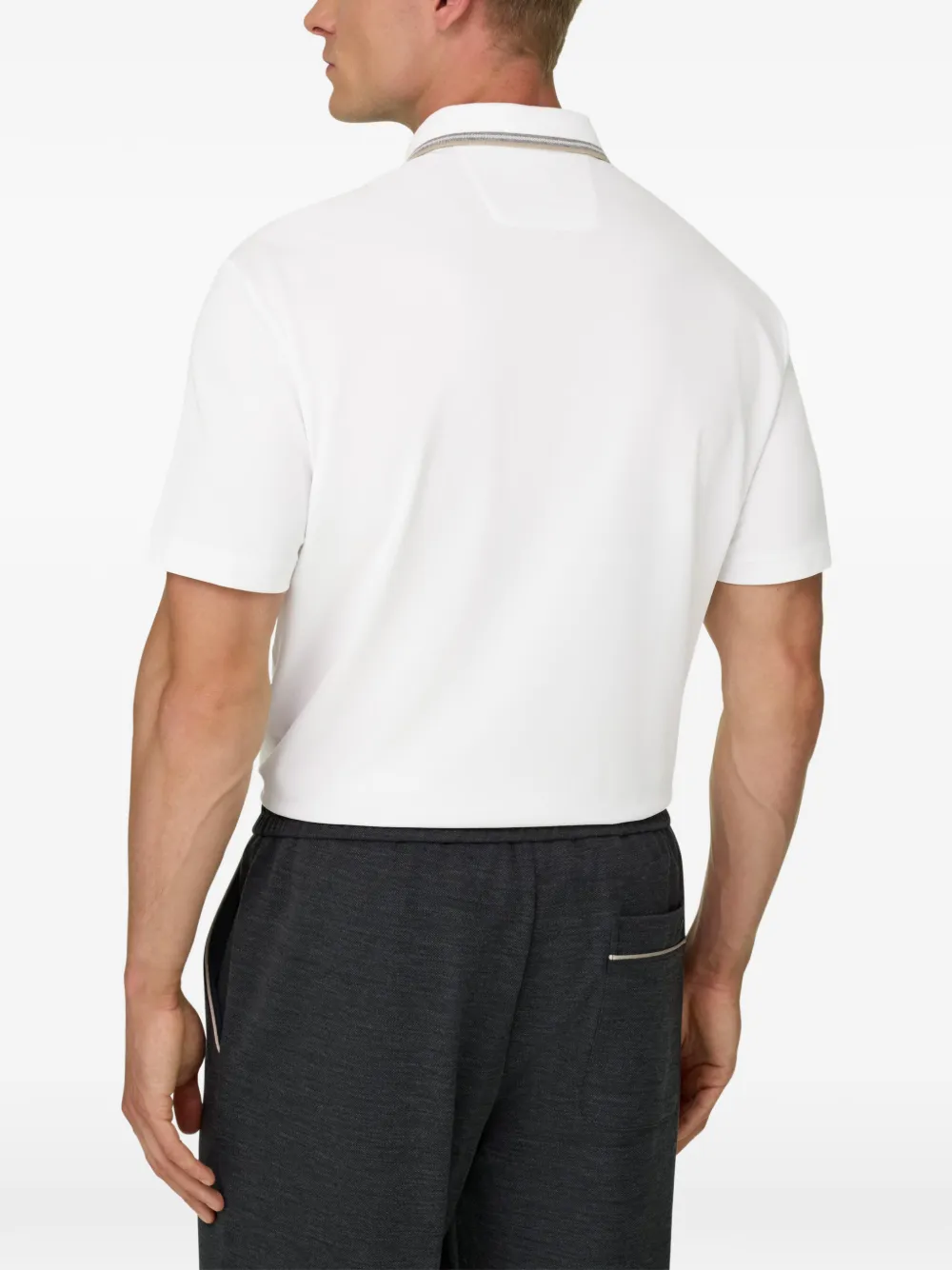 Boggi Milano Poloshirt van stretch-katoenen blend met piqué-effect Wit