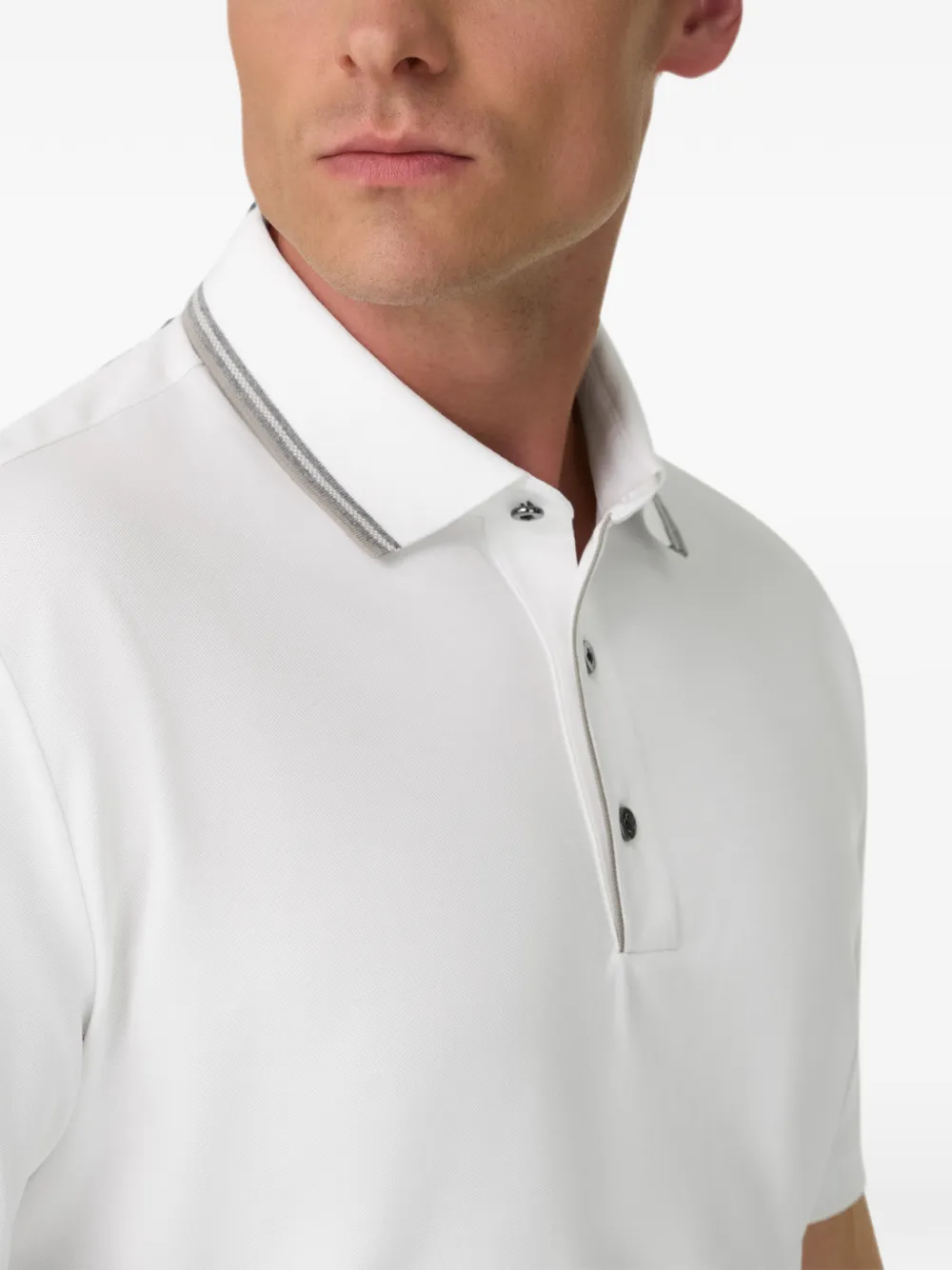 Boggi Milano Poloshirt van stretch-katoenen blend met piqué-effect Wit