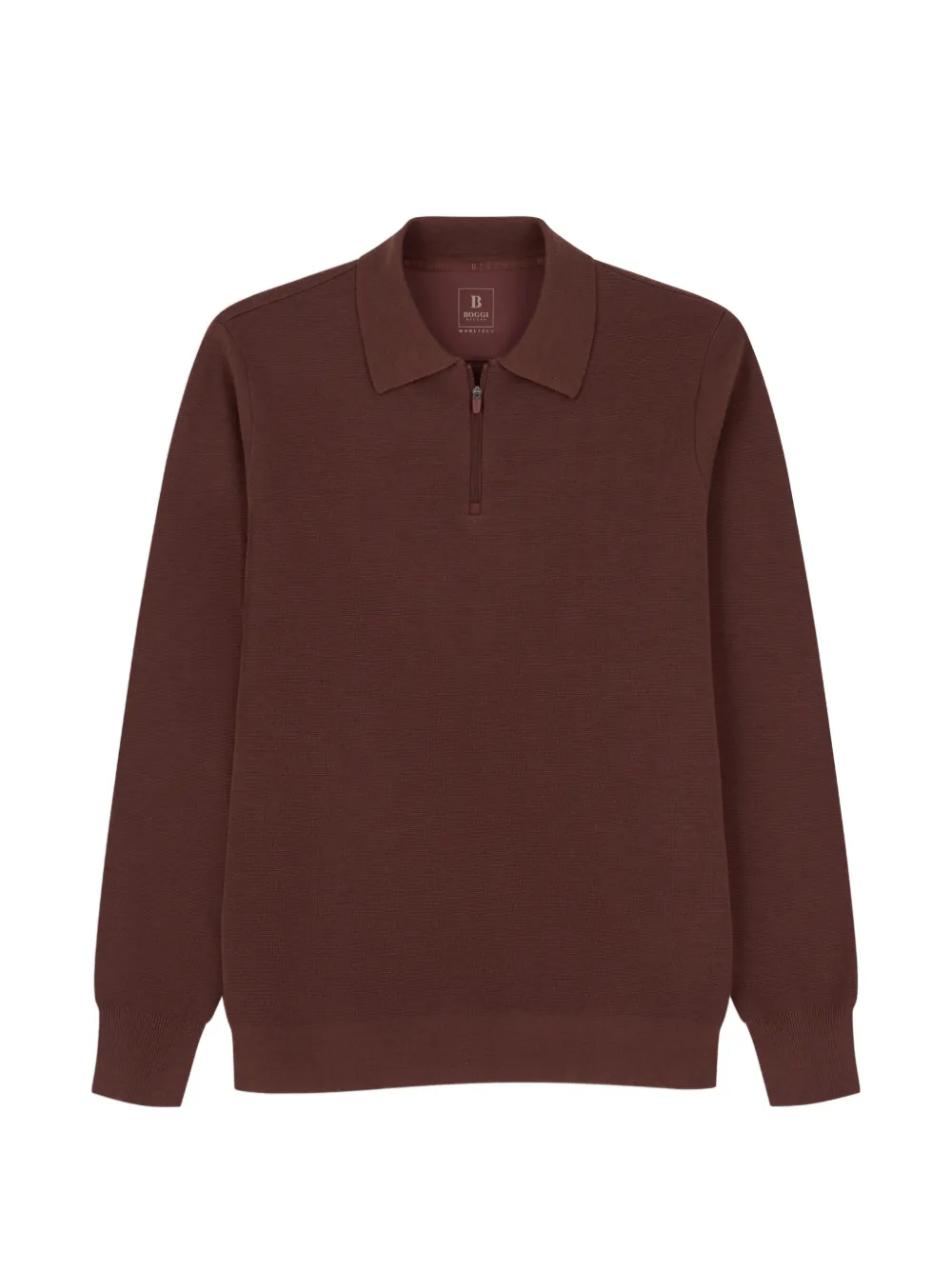 Boggi Milano WOOLTECH クォータージップ ポロシャツ | ブラウン | Image 1