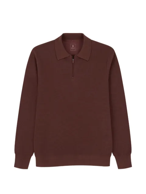 Boggi Milano knitted polo shirt quarter-zip wool blend wooltech