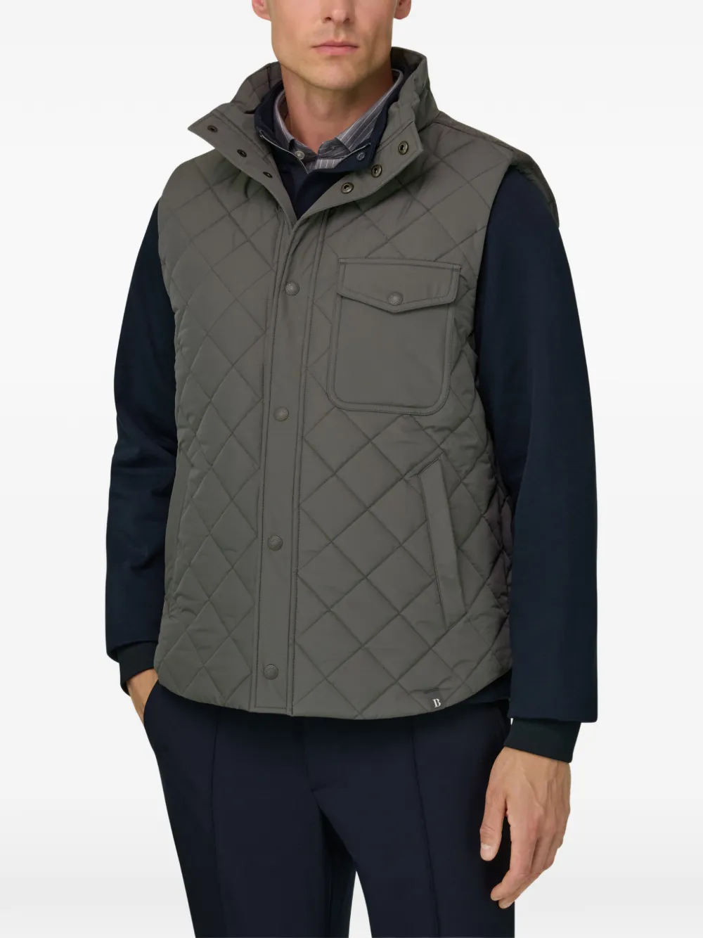 Boggi Milano Gewatteerde bodywarmer van technische stof Grijs