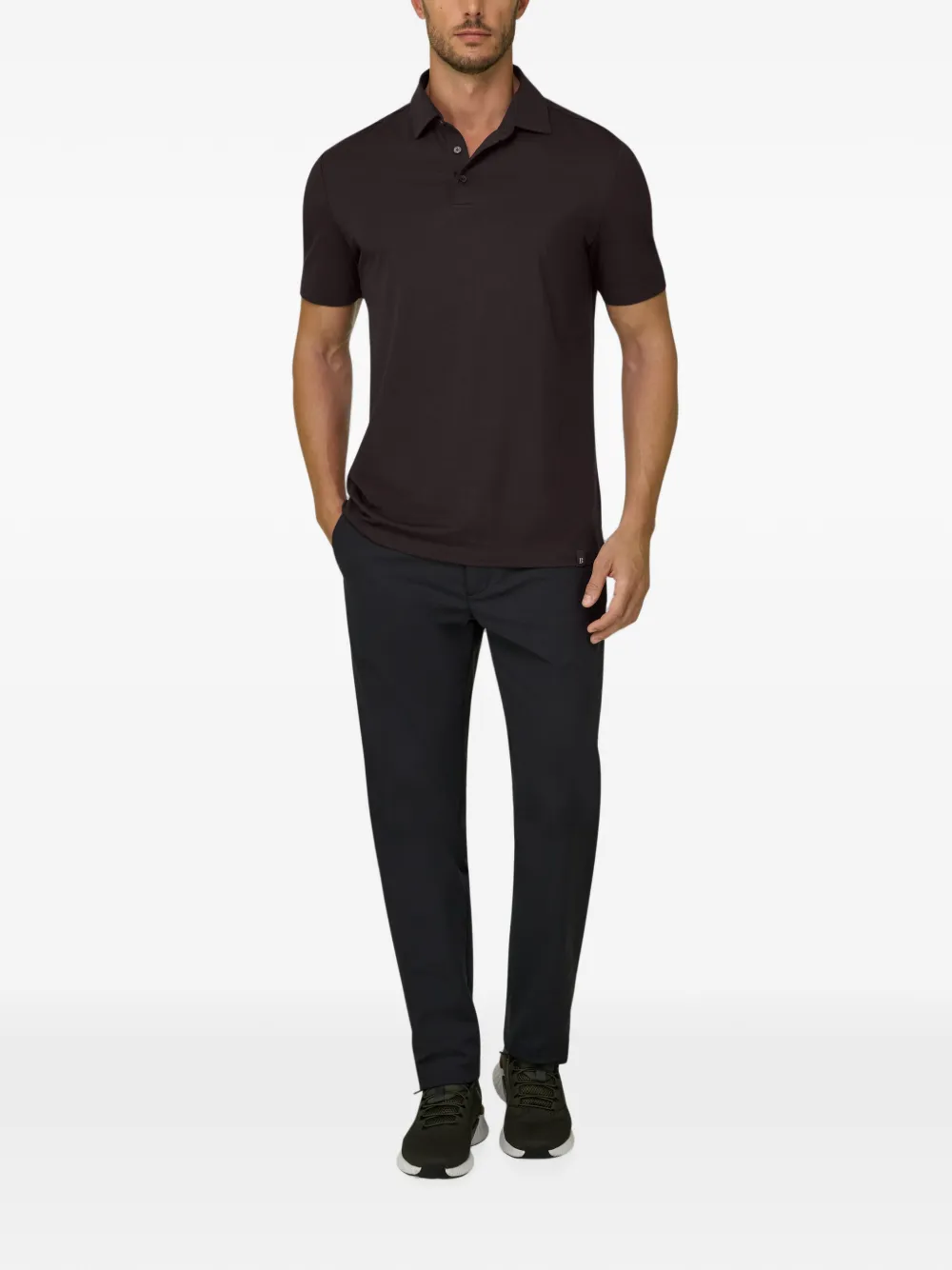 Boggi Milano Poloshirt van stretch Supima katoenen jersey Bruin