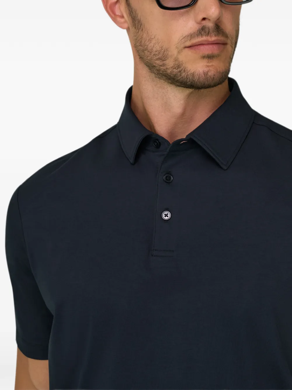 Boggi Milano Poloshirt van stretch Supima katoenen jersey Blauw