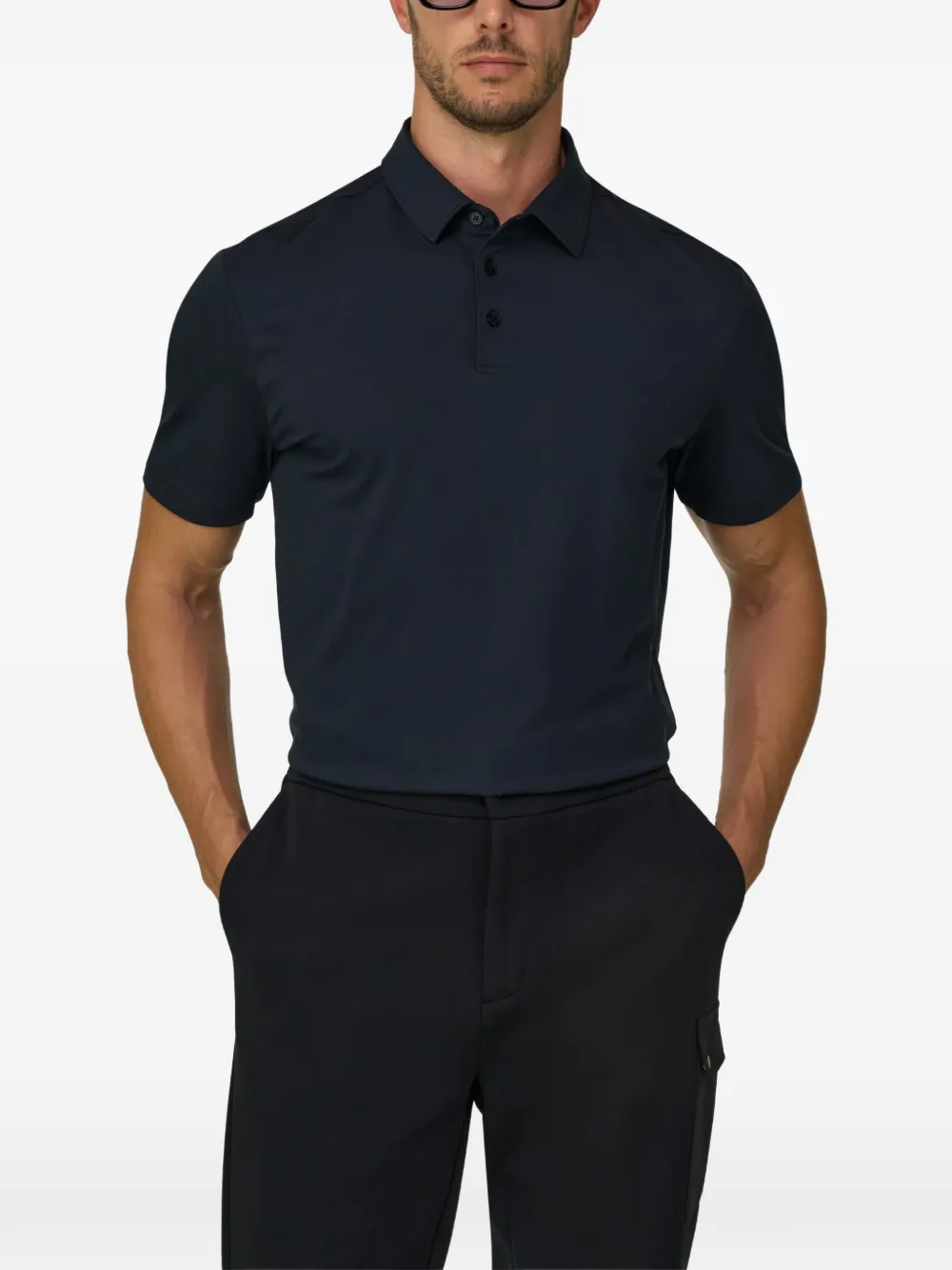 Boggi Milano Poloshirt van stretch Supima katoenen jersey Blauw