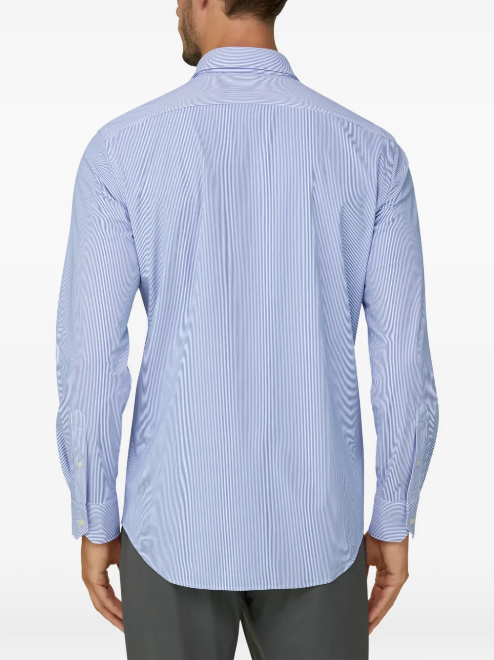 Boggi Milano Gestreept stretch nylon B Tech slim-fit overhemd Blauw