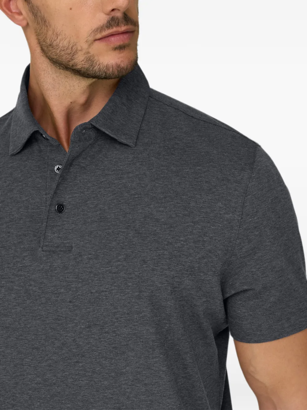 Boggi Milano Poloshirt van piqué-katoenen blend Grijs