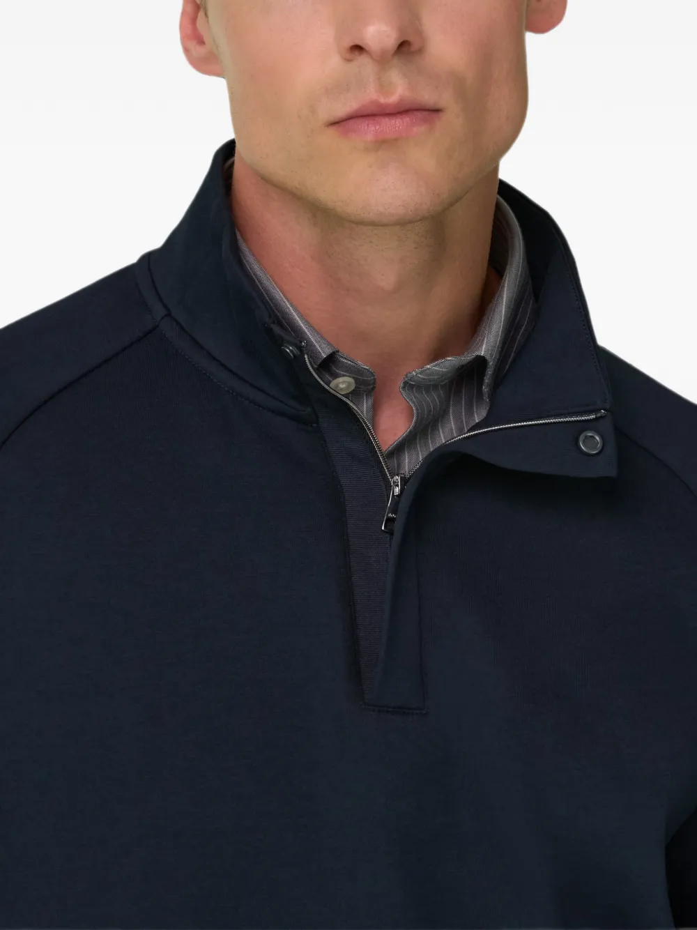 Boggi Milano Scuba B Tech sweater van katoenblend met rits Blauw