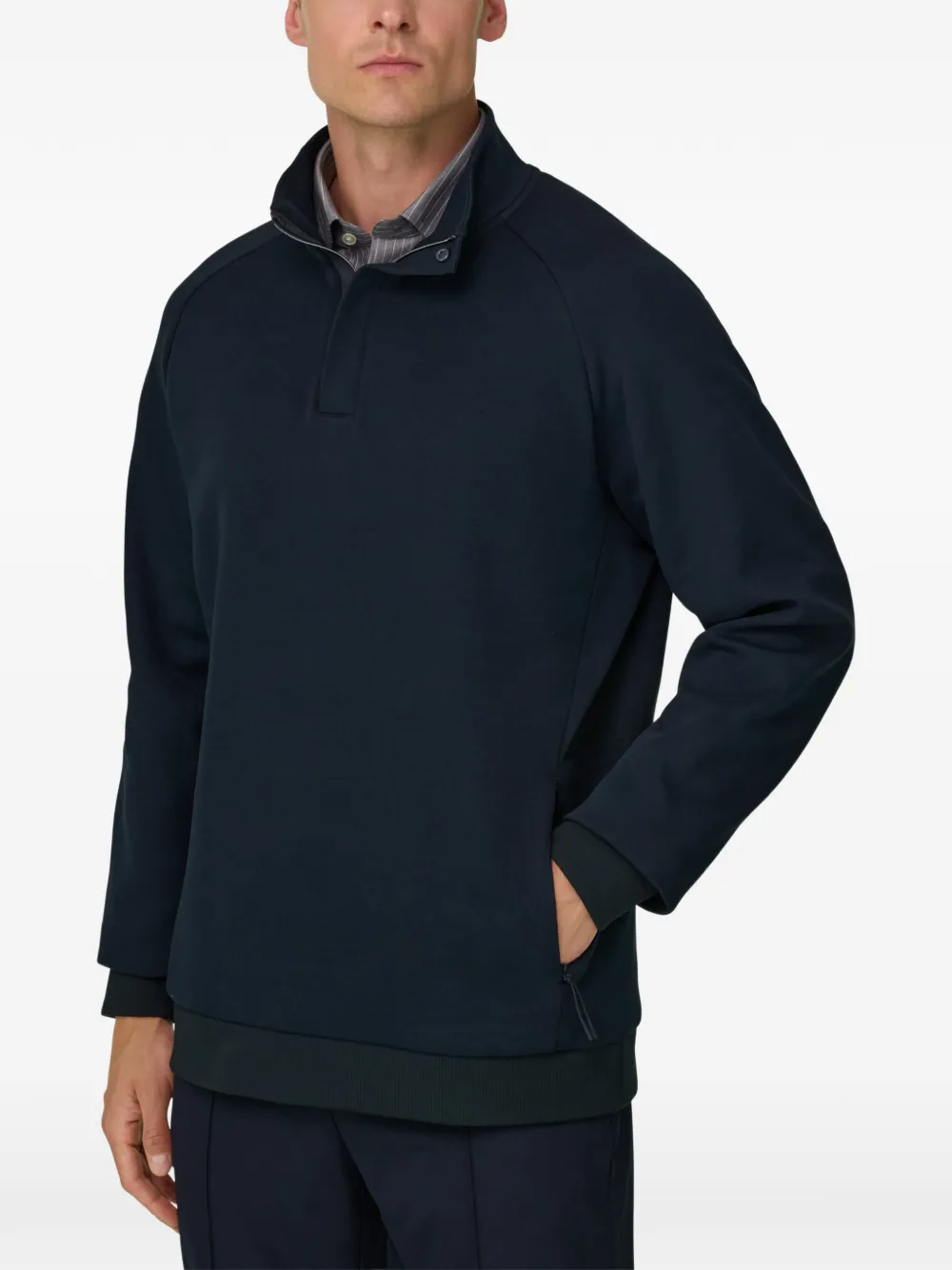 Boggi Milano Scuba B Tech sweater van katoenblend met rits Blauw
