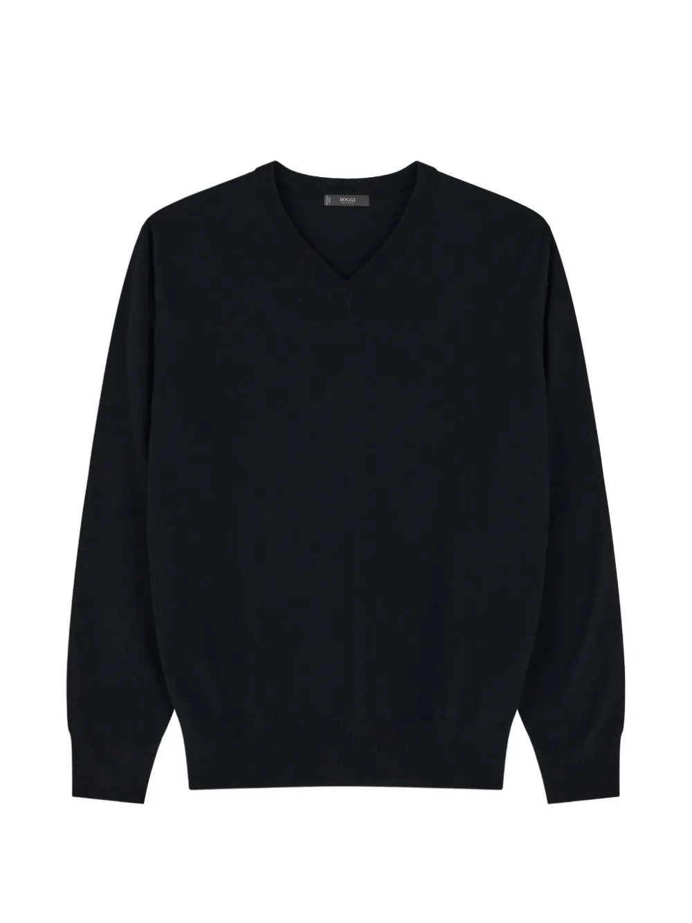 Boggi Milano V-neck jumper in extrafine merino wool - Schwarz