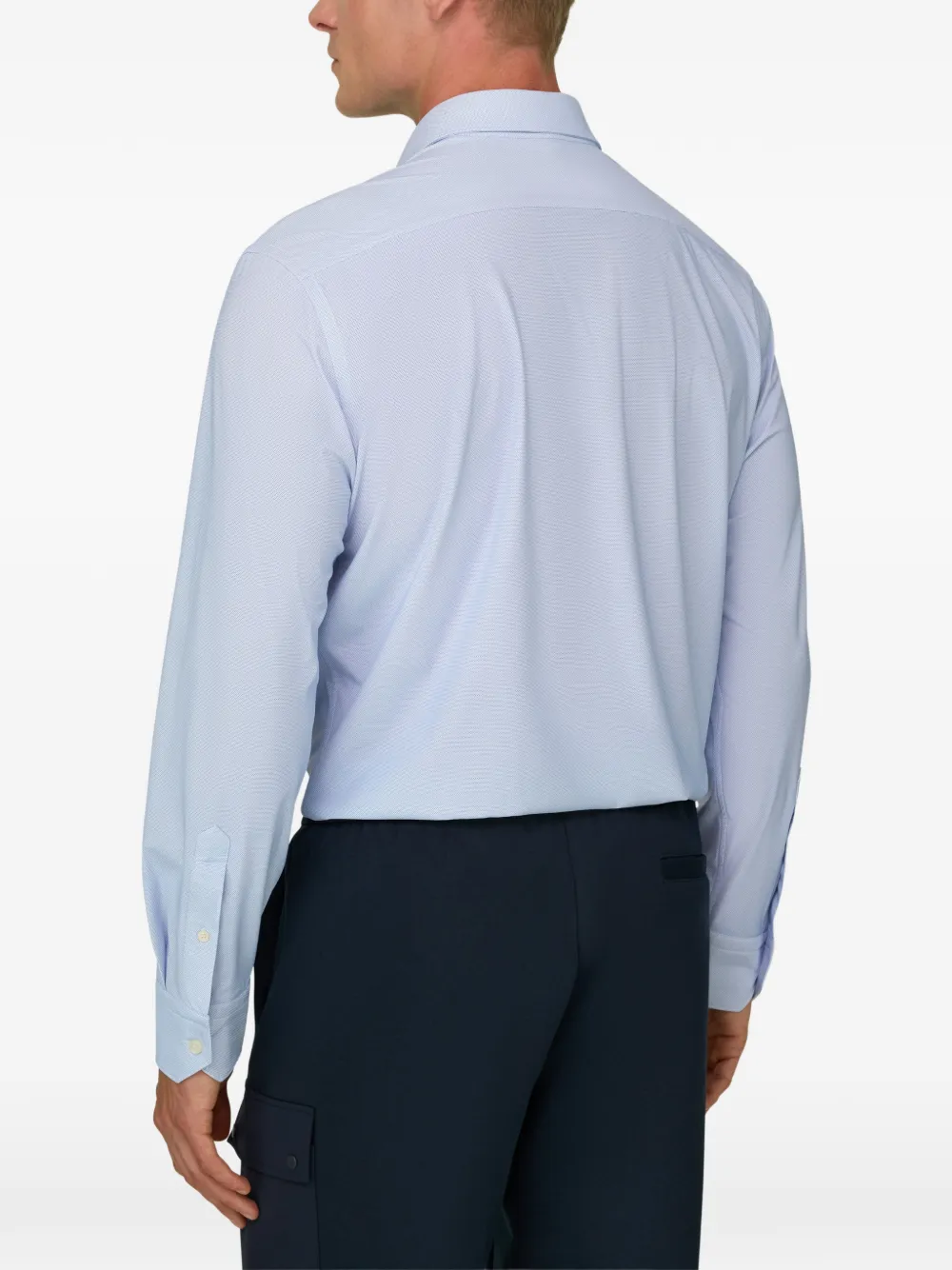 Boggi Milano Nylon stretch slim-fit B Tech overhemd met patroon Blauw