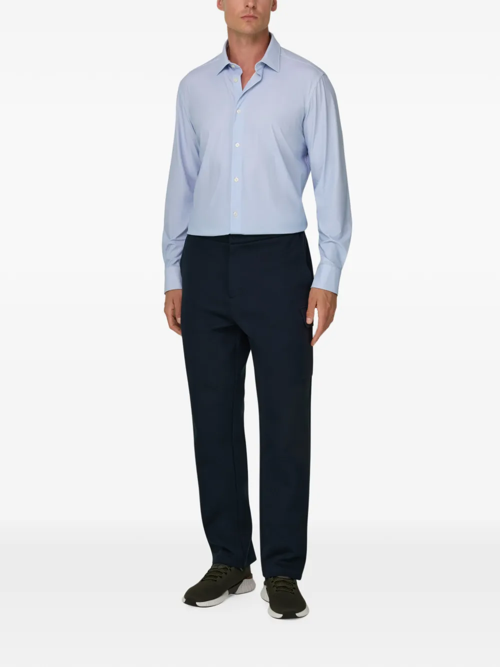 Boggi Milano Nylon stretch slim-fit B Tech overhemd met patroon Blauw