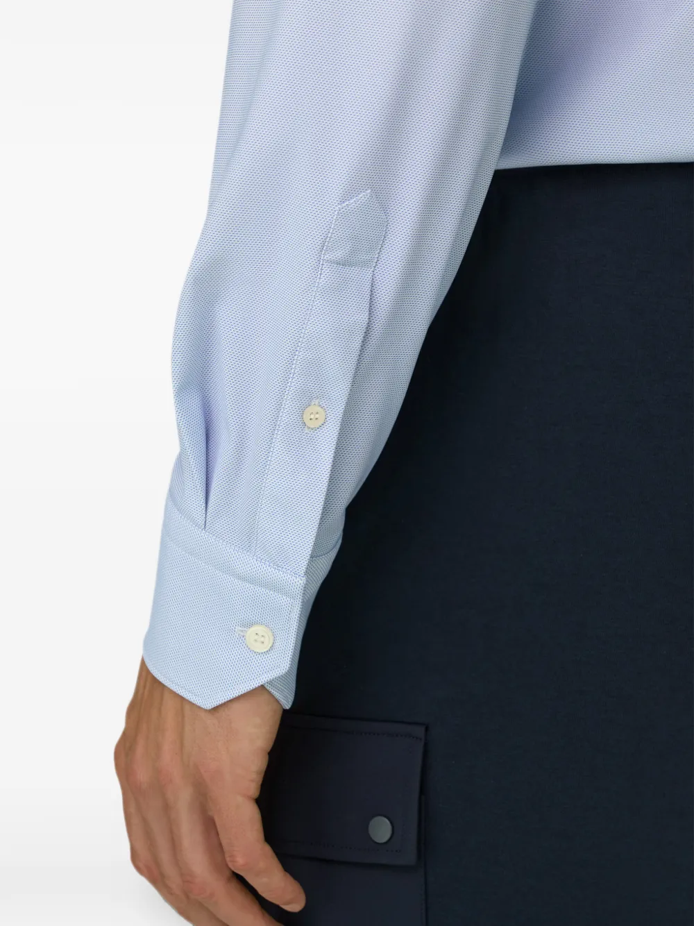 Boggi Milano Nylon stretch slim-fit B Tech overhemd met patroon Blauw