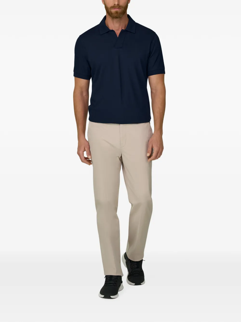 Boggi Milano Poloshirt van stretch-katoenen blend met piqué-effect Blauw
