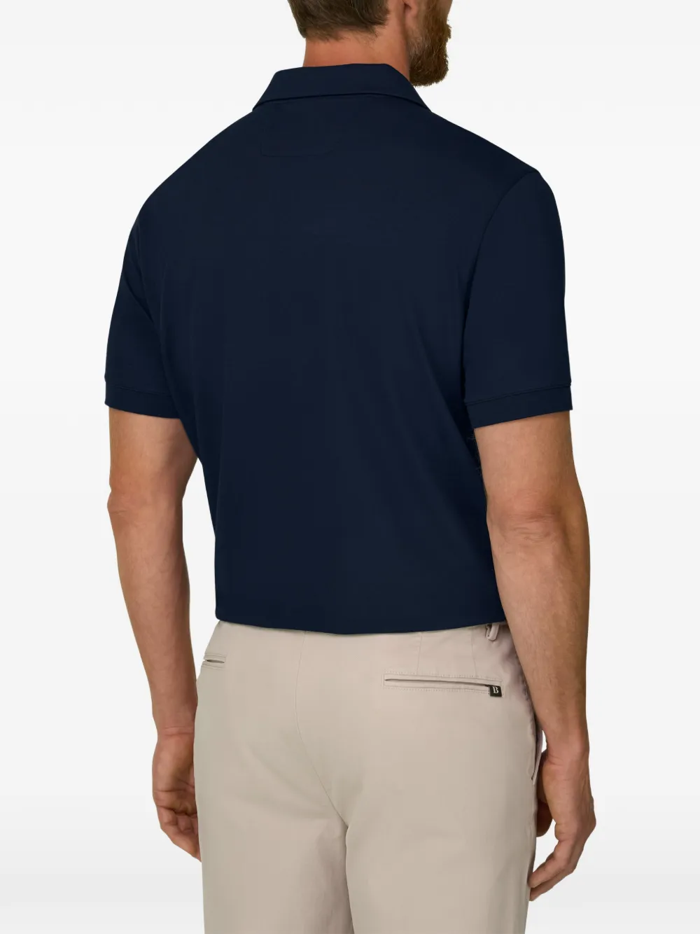 Boggi Milano Poloshirt van stretch-katoenen blend met piqué-effect Blauw