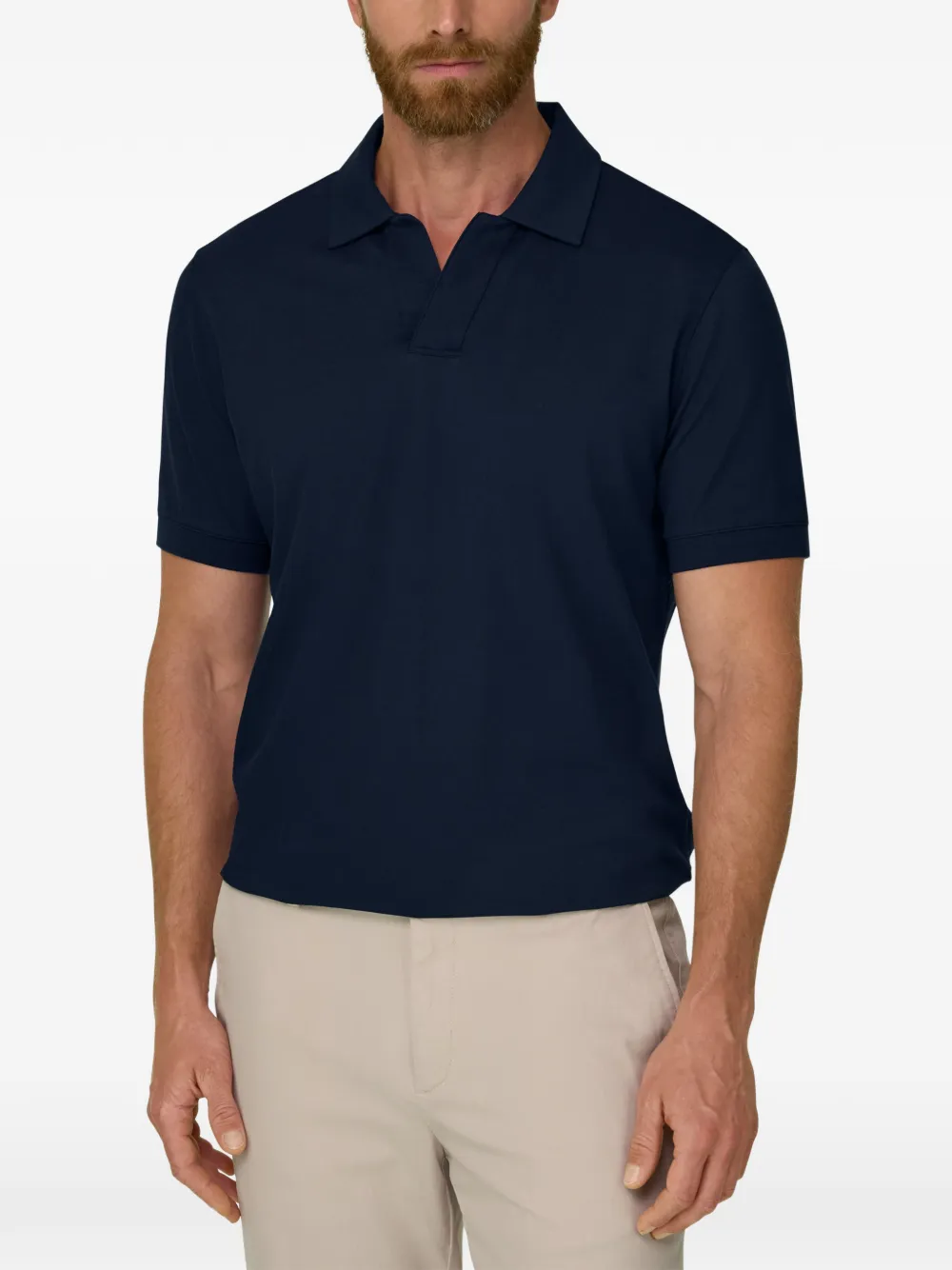 Boggi Milano Poloshirt van stretch-katoenen blend met piqué-effect Blauw