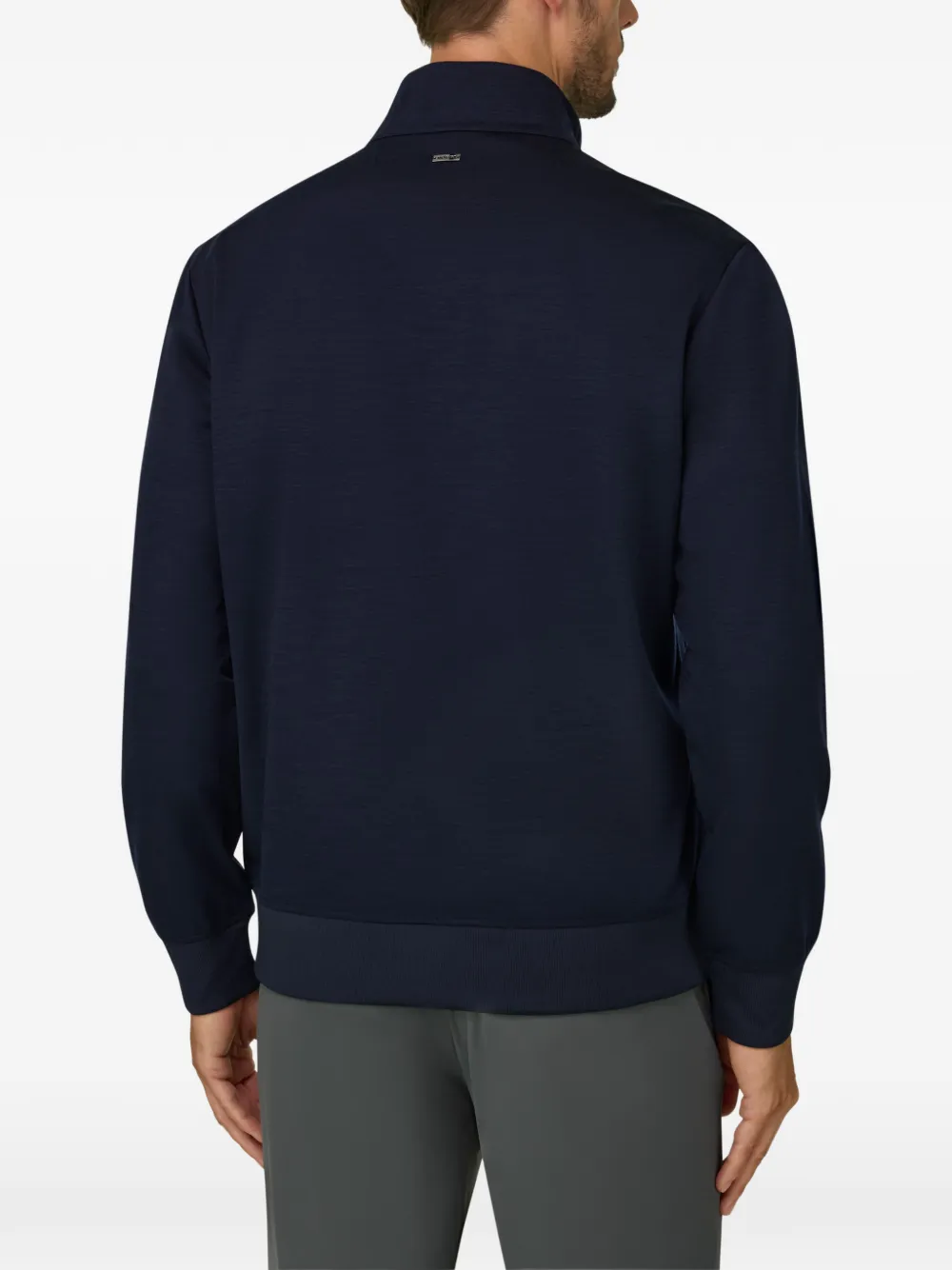 Boggi Milano Sweater van wolblend met kwartrits Blauw
