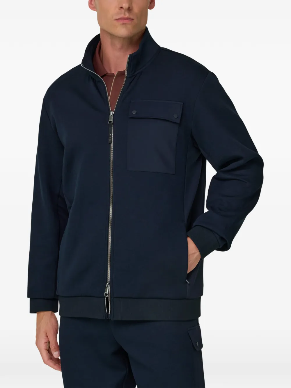 Boggi Milano Scuba B Tech sweater van katoenblend met rits Blauw