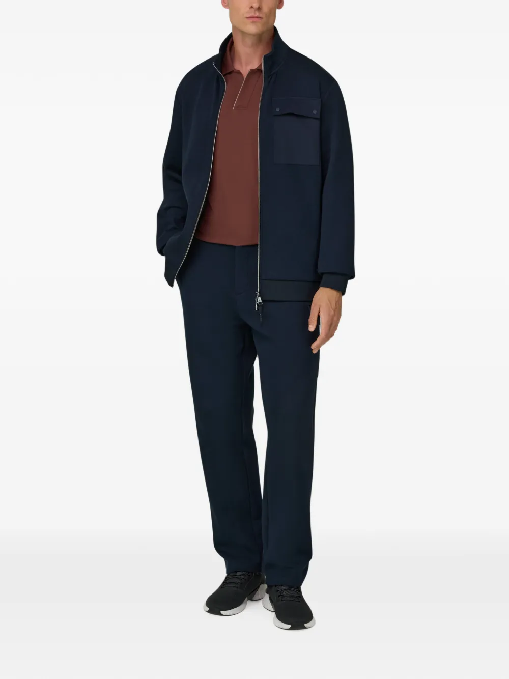 Boggi Milano Scuba B Tech sweater van katoenblend met rits Blauw