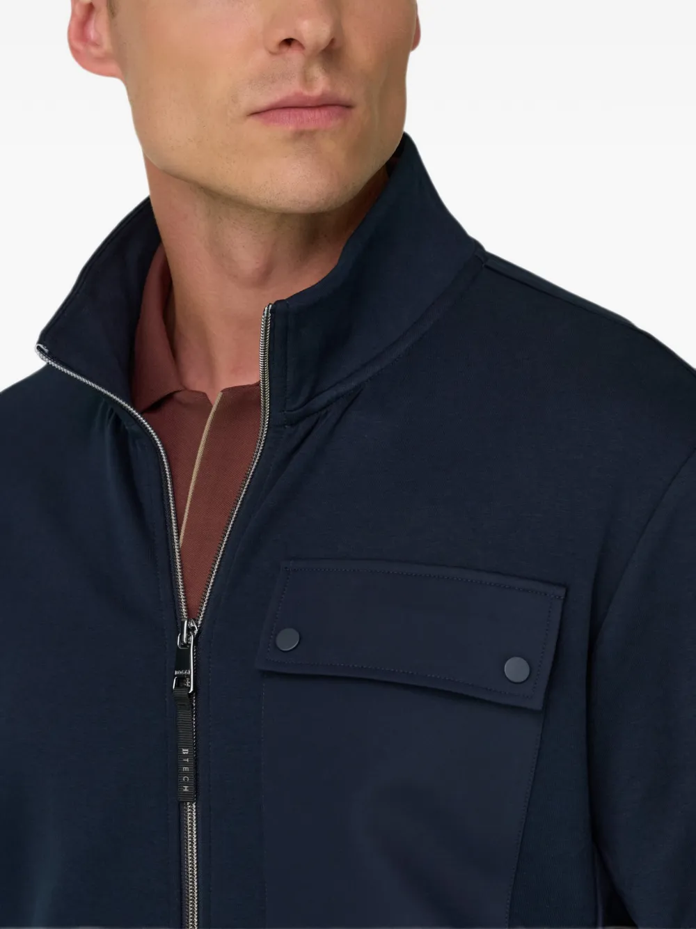 Boggi Milano Scuba B Tech sweater van katoenblend met rits Blauw