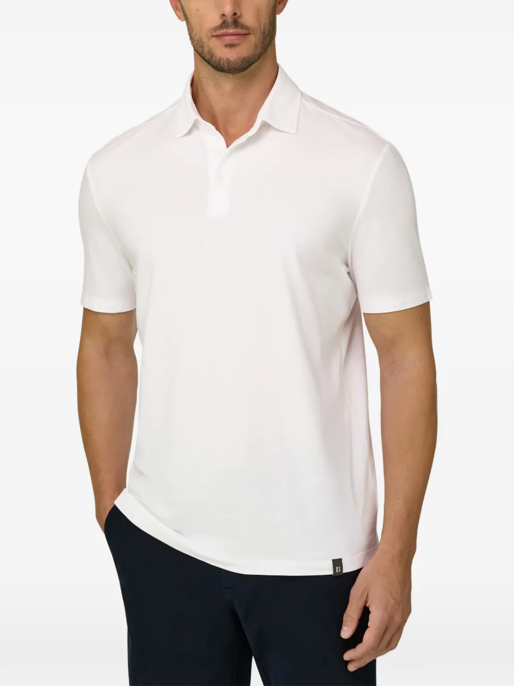 Boggi Milano Poloshirt van stretch Supima katoenen jersey Wit