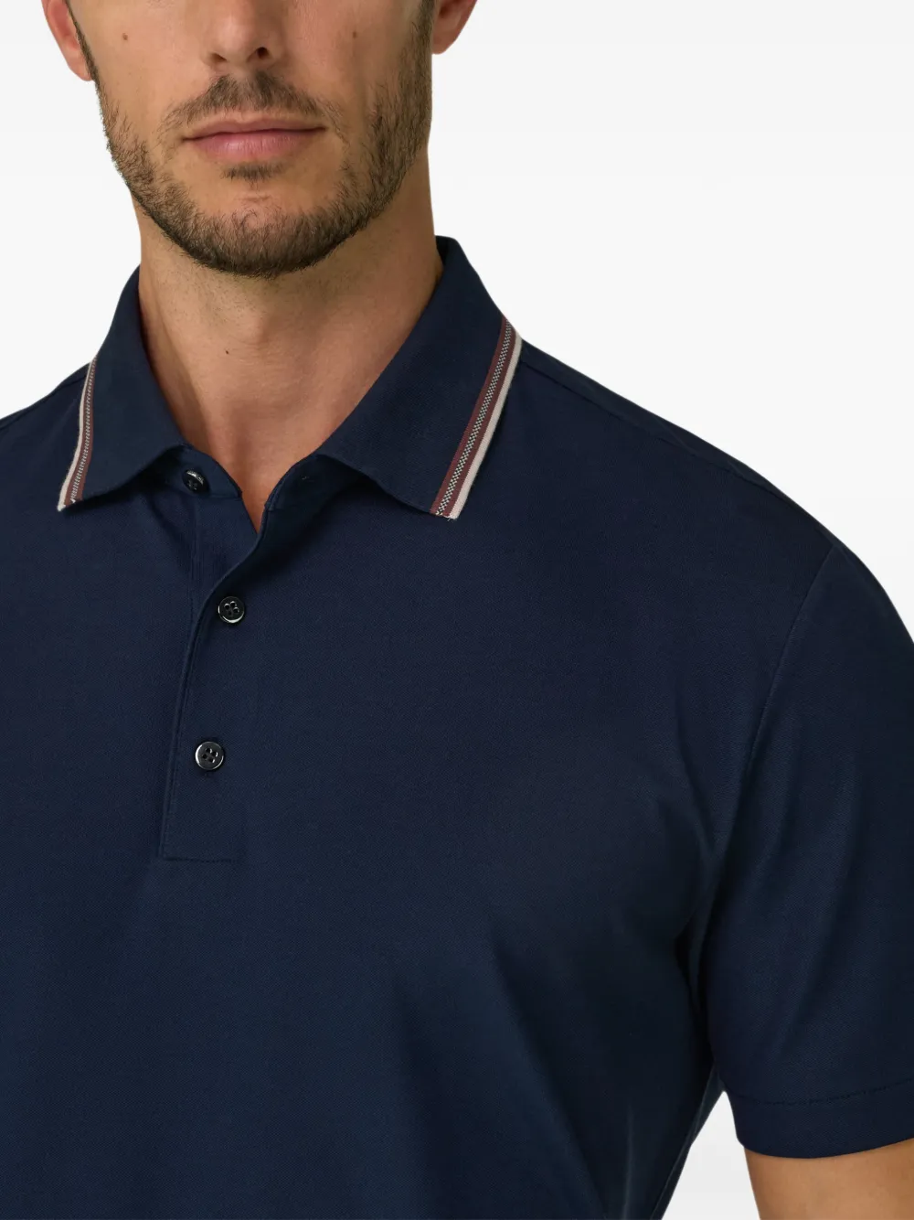 Boggi Milano Poloshirt van stretch-katoenen blend met piqué-effect Blauw