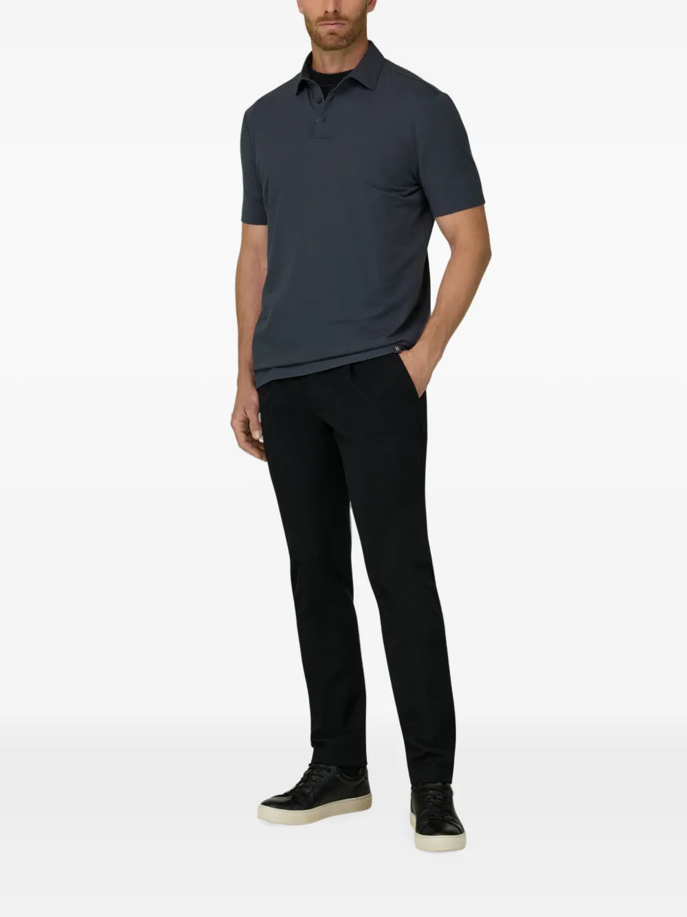Boggi Milano Poloshirt van stretch Supima katoenen jersey Blauw