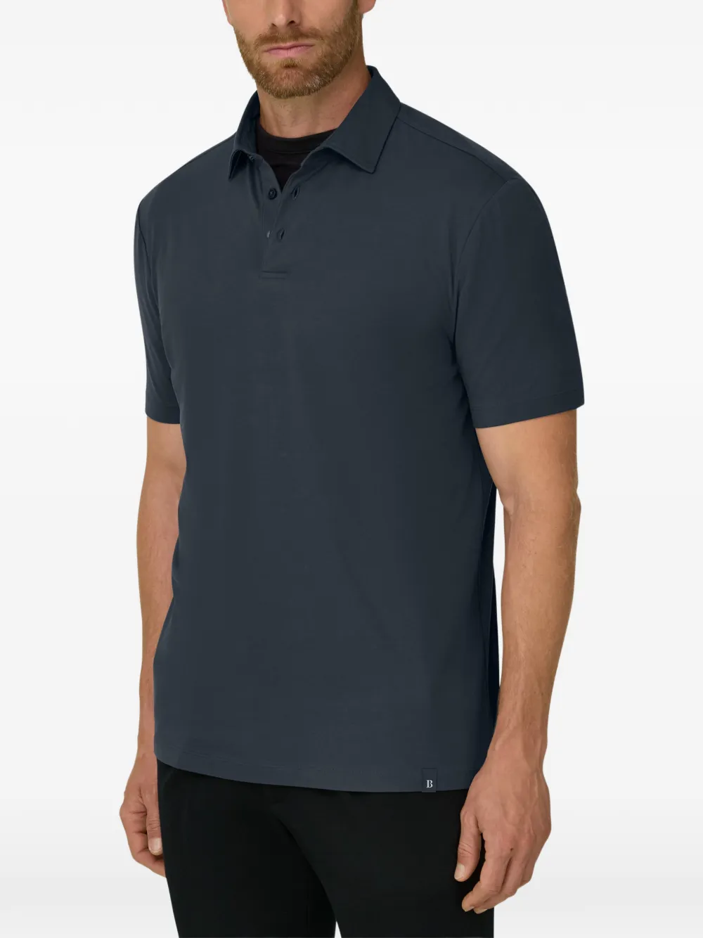 Boggi Milano Poloshirt van stretch Supima katoenen jersey Blauw