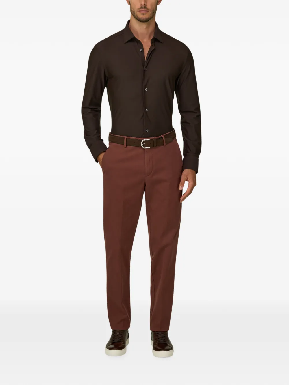 Boggi Milano Broek van stretch katoenen tencel Rood