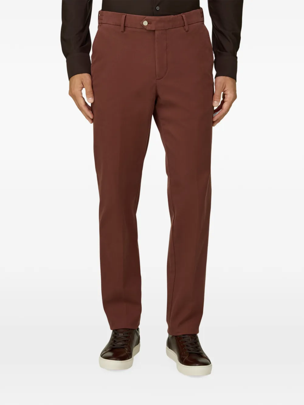 Boggi Milano Broek van stretch katoenen tencel Rood