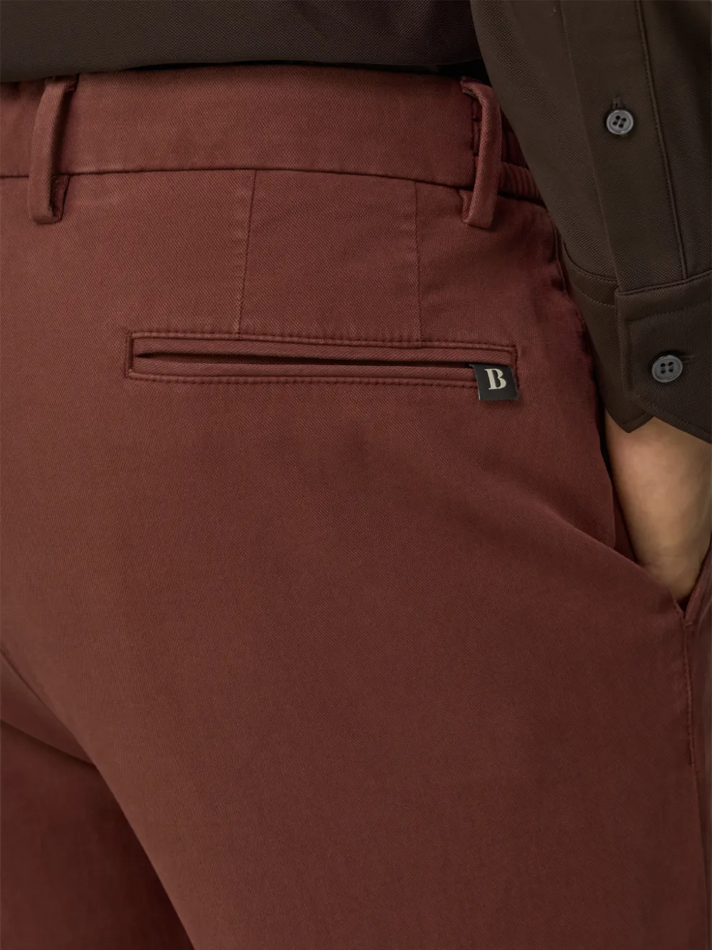 Boggi Milano Broek van stretch katoenen tencel Rood