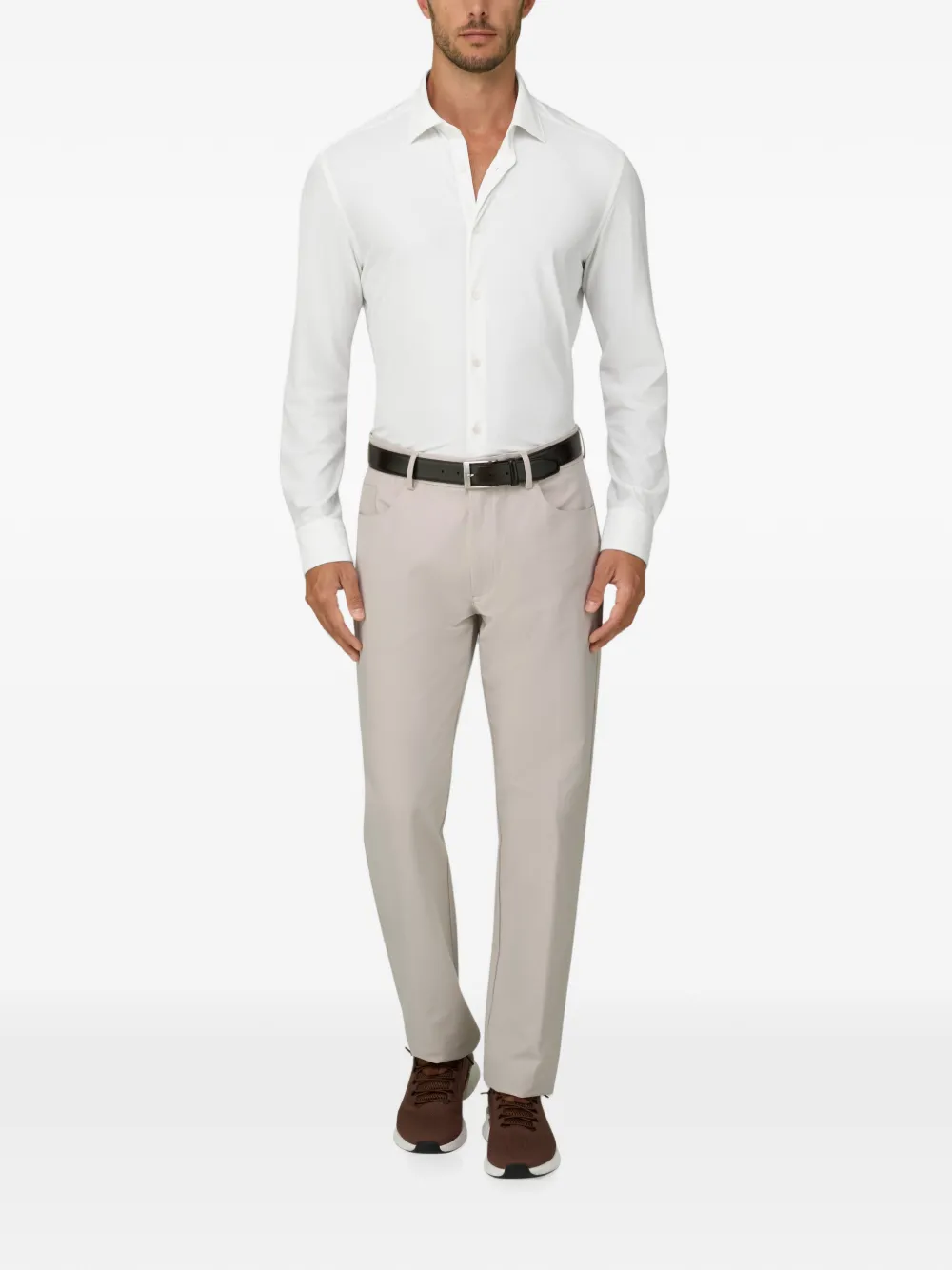Boggi Milano Stretch nylon B Tech slim-fit overhemd Wit