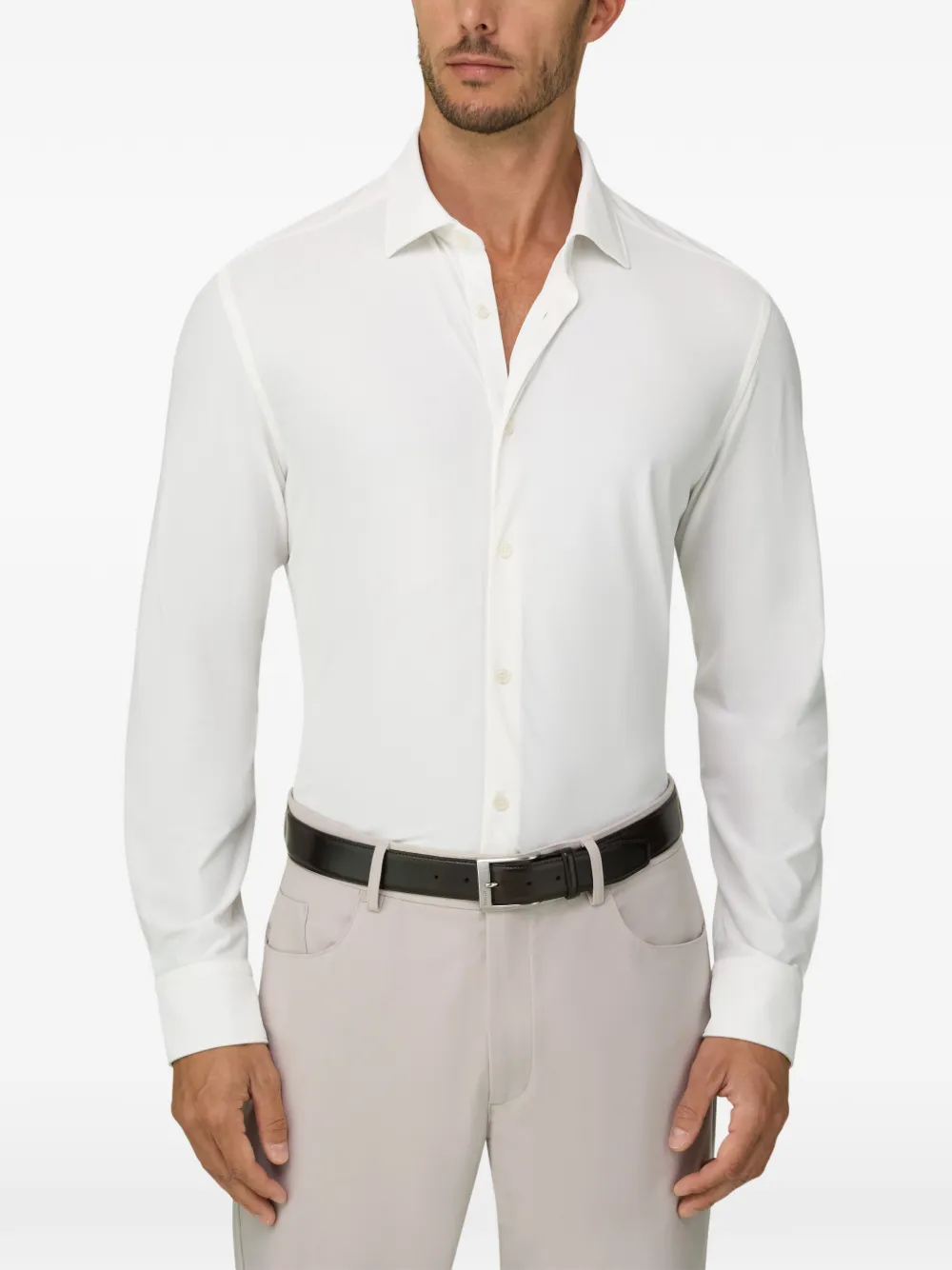 Boggi Milano Stretch nylon B Tech slim-fit overhemd Wit