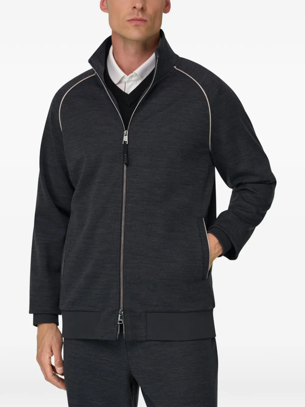 Boggi Milano Sweater van wolblend met rits Grijs