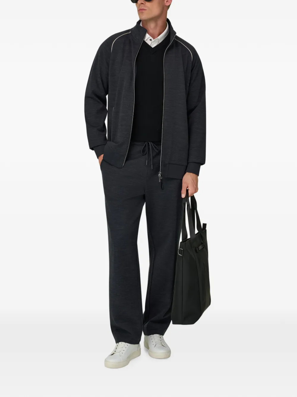 Boggi Milano Sweater van wolblend met rits Grijs
