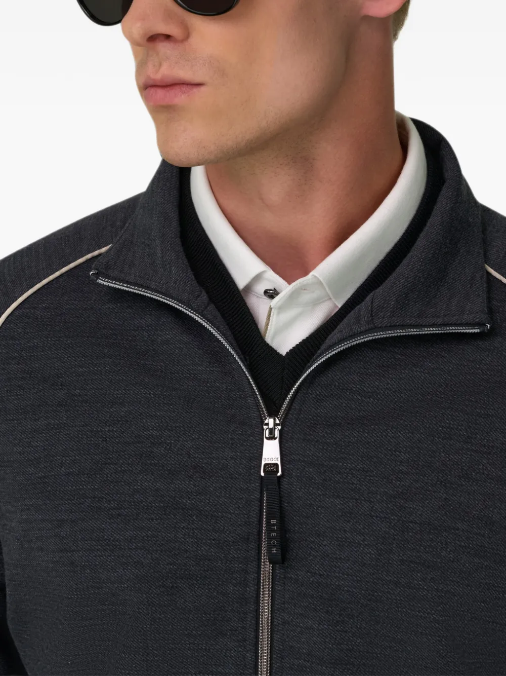 Boggi Milano Sweater van wolblend met rits Grijs
