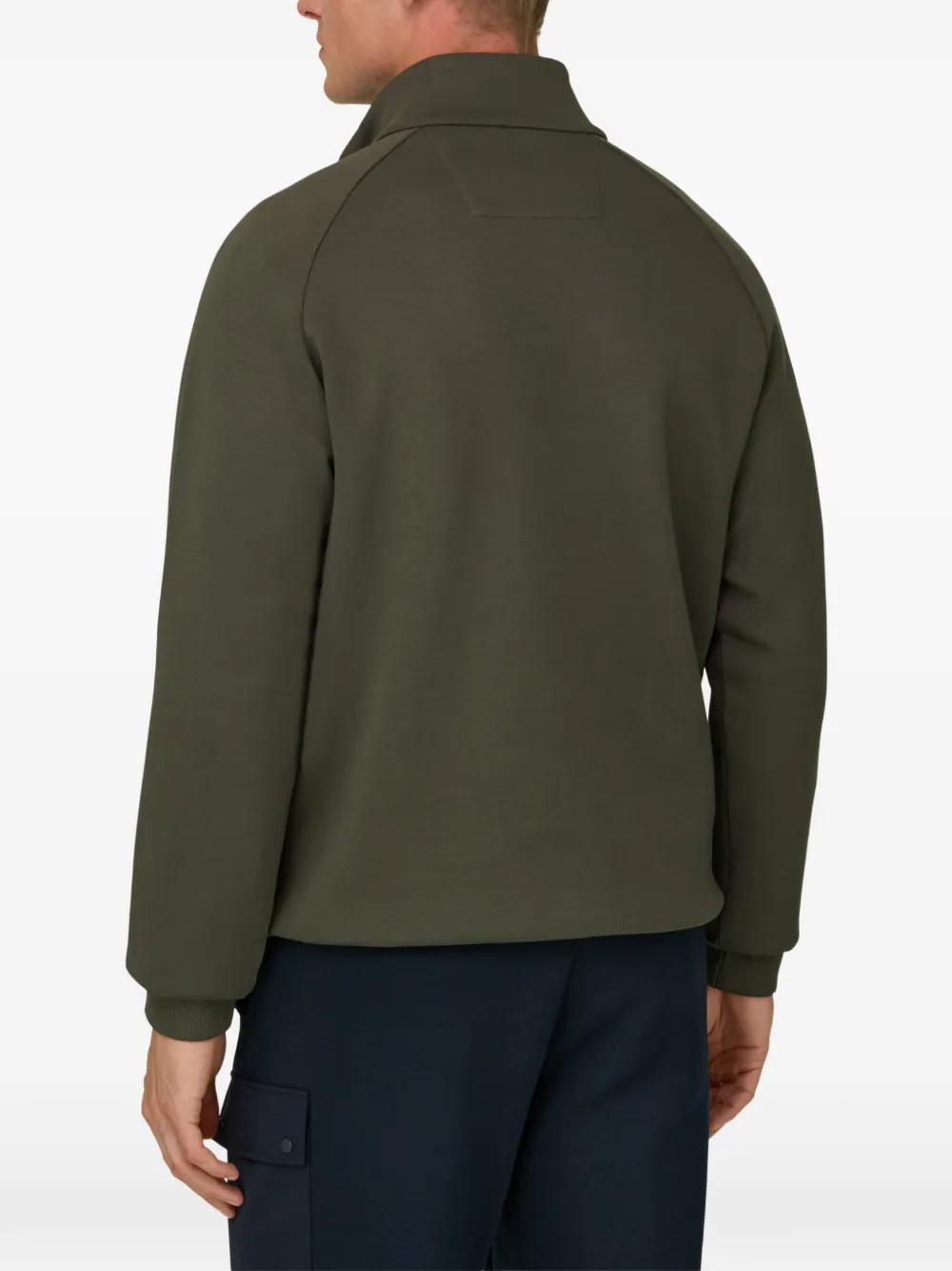 Boggi Milano Sweater van katoenen blend met kwartrits Groen