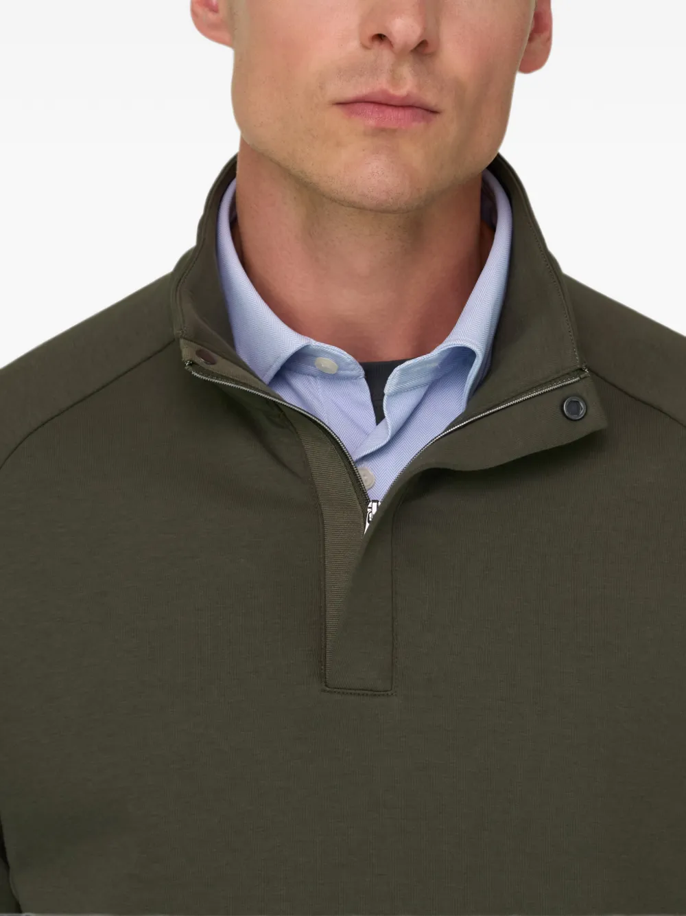 Boggi Milano Sweater van katoenen blend met kwartrits Groen