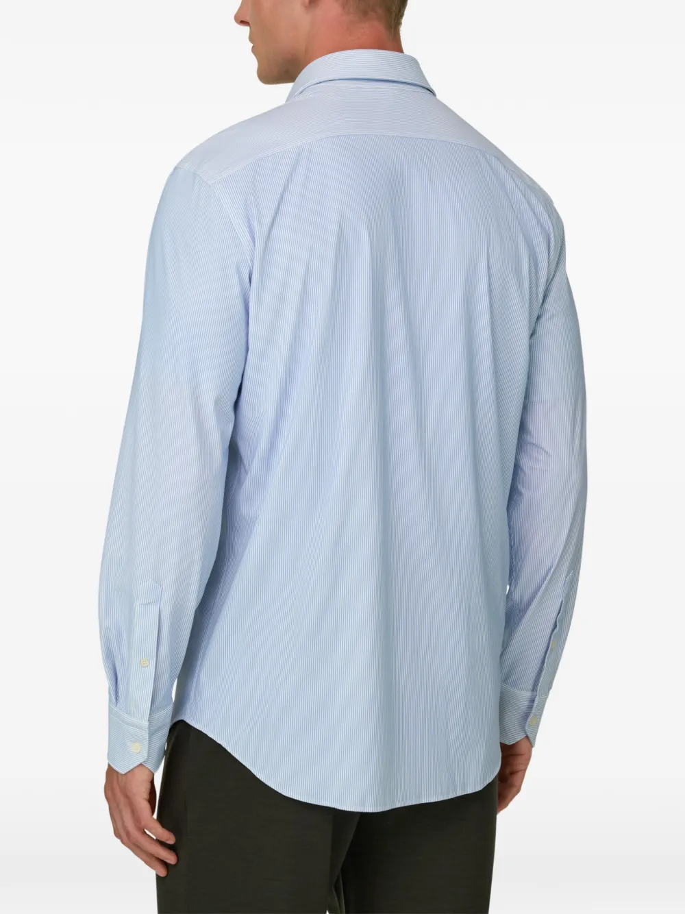 Boggi Milano Gestreept stretch nylon B Tech slim-fit overhemd Blauw