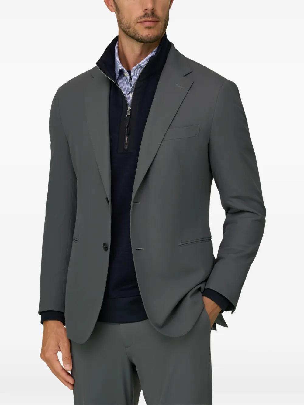Boggi Milano Canneté B Tech blazer van stretch nylon Grijs