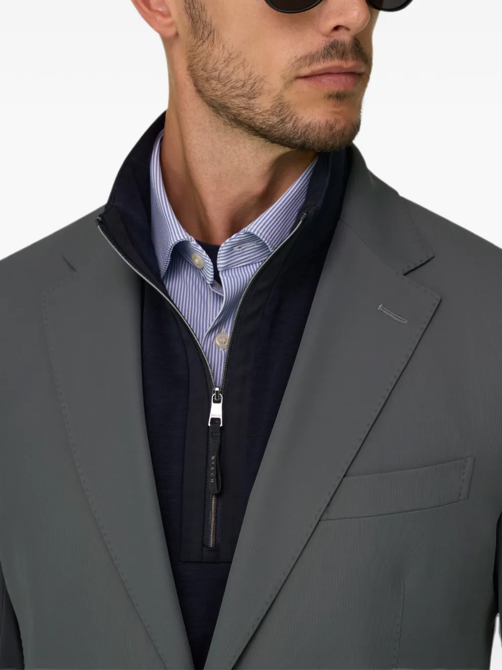 Boggi Milano Canneté B Tech blazer van stretch nylon Grijs