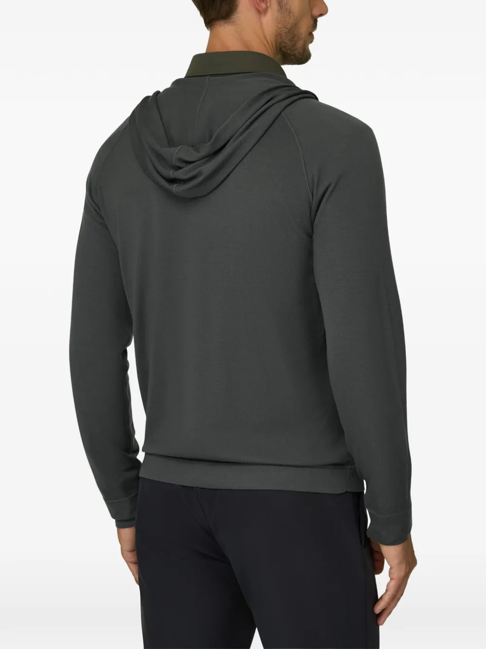 Boggi Milano Gebreide sweater hoodie met rits en superfijn merinowol Grijs