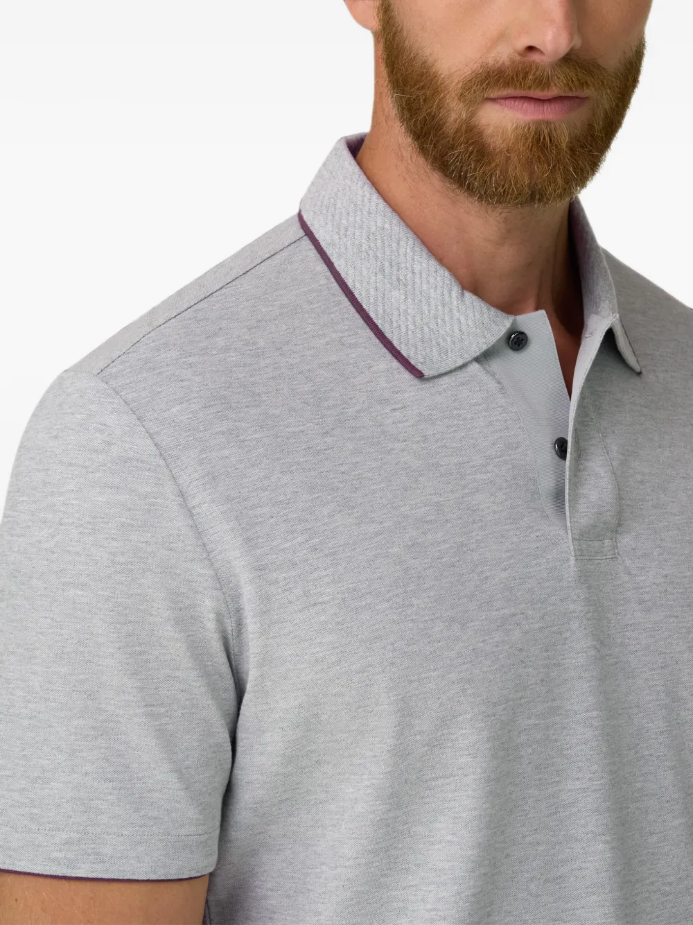 Boggi Milano Poloshirt van stretch-katoenblend piqué Cool Jade-Fresh Grijs