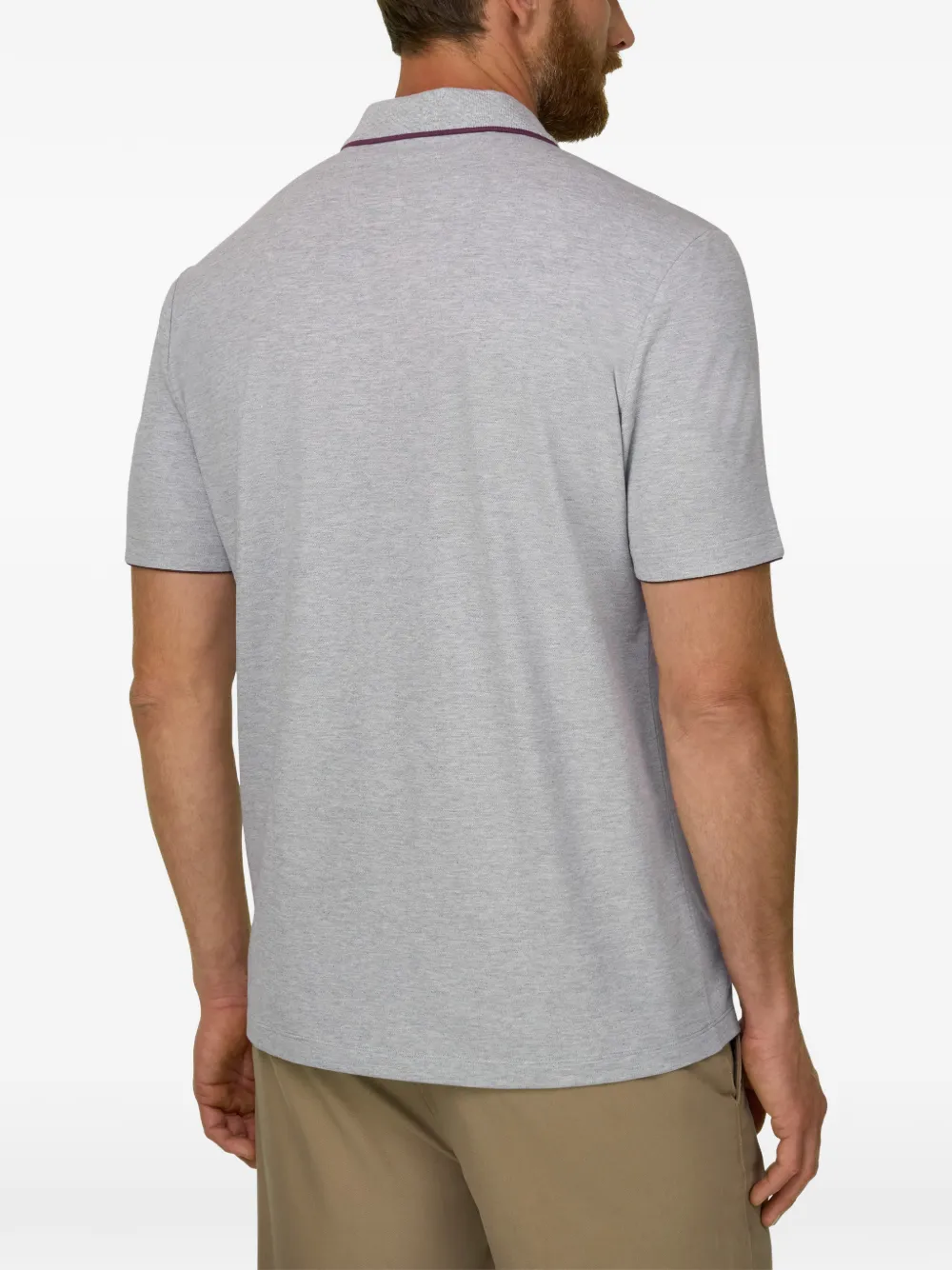 Boggi Milano Poloshirt van stretch-katoenblend piqué Cool Jade-Fresh Grijs